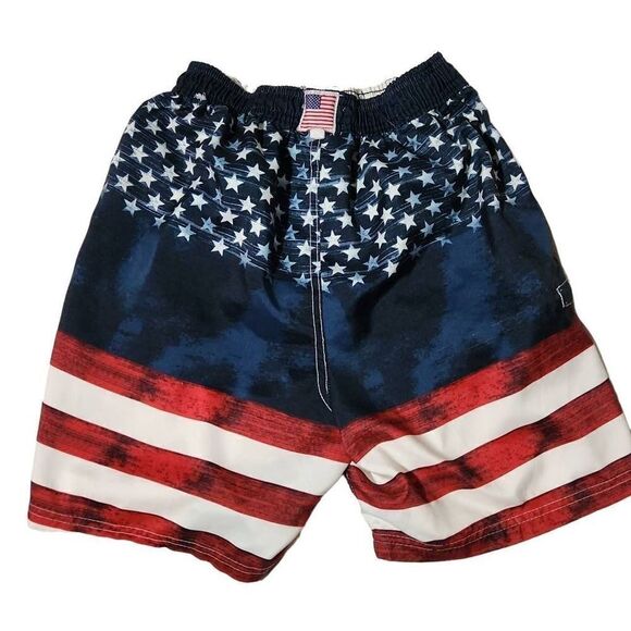 Exist Swim Men's Size Small Red White Blue American Flag Swim Trunks - Picture 2 of 3